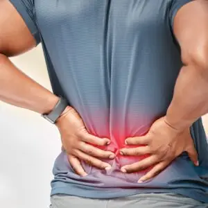 Person with poor posture and chronic back pain